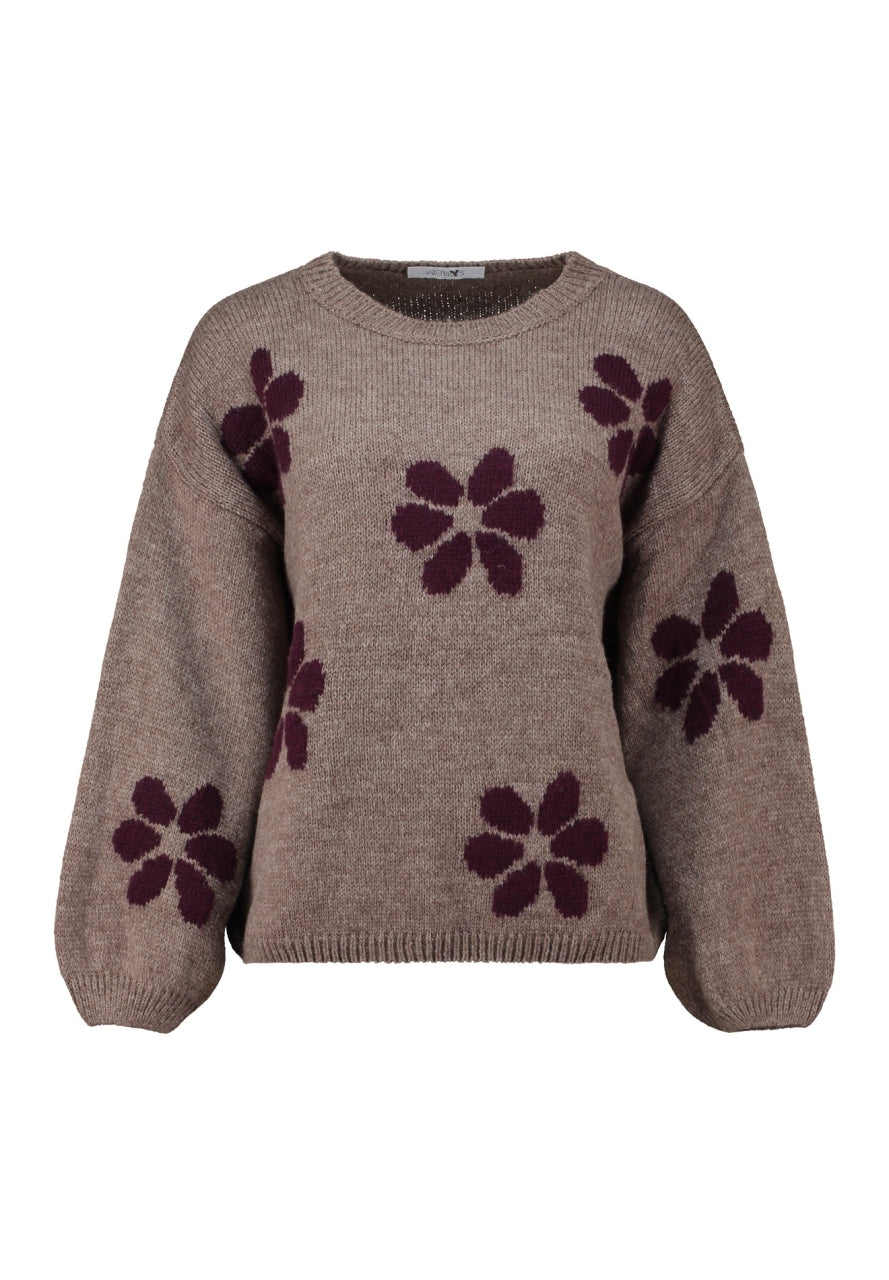 HAILY'S Pullover Flower - Fango Body/Dark Cherry, Vorderansicht