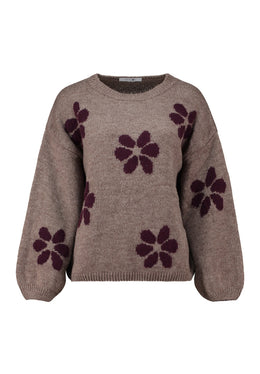 HAILY'S Pullover Flower - Fango Body/Dark Cherry, Vorderansicht