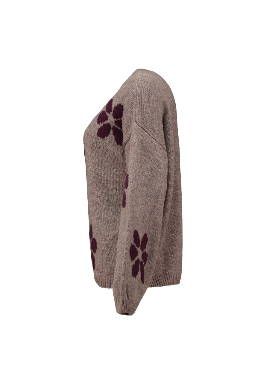 HAILY'S Pullover Flower - Fango Body/Dark Cherry, Seitenansicht